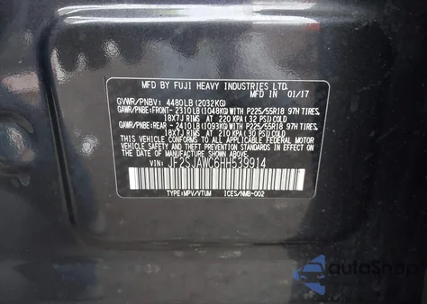 2017 Subaru Forester 2.5I Touring z USA, uszkodzony, nr VIN JF2SJAWC6HH539914